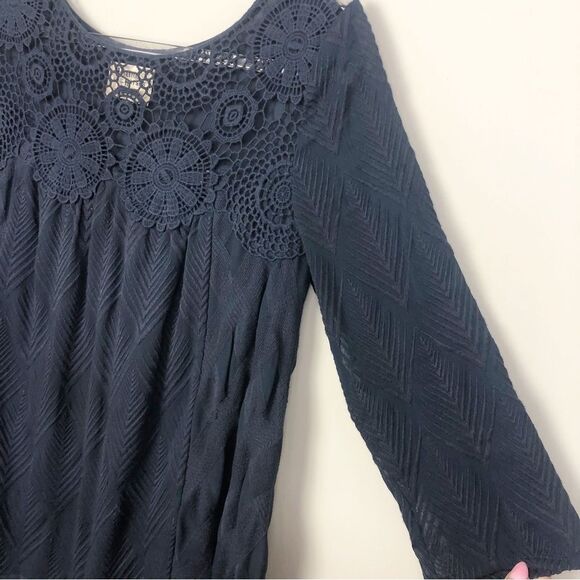 ANTHROPOLOGIE | HOLDING HORSES Augusta Navy Blue Crochet Dress Women’s Size XS - Picture 4 of 11